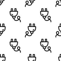 Cartoon doodle Power cord seamless patterns, . vector