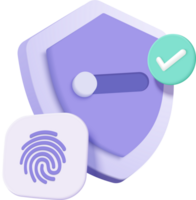 A purple shield with a fingerprint and a check mark png