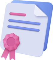 A document with a pink ribbon and a paper with a certificate png