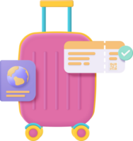 A suitcase with a passport and a passport holder png