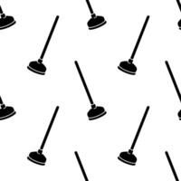 Plunger silhouette cartoon seamless pattern, . vector