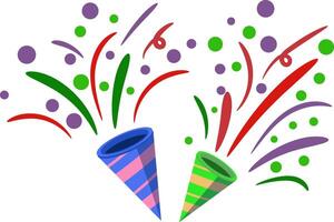 Abstract Colorful Party Poppers and Confetti Explosion vector