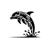 High Tech Dolphin Silhouette Futuristic Animal Design for Digital Art Projects vector