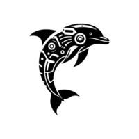Tech Infused Dolphin Silhouette Cyberpunk Inspired Design for Innovative Artwork vector