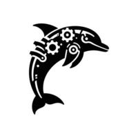 Cyberpunk Dolphin Art Futuristic Silhouette Design for Tech Inspired Illustrations vector