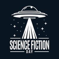 UFO Science Fiction Day Logo Design - Futuristic Alien Spaceship Icon for Sci-Fi Themed Events and Posters vector