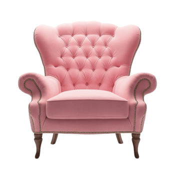 elegante rosado copetudo Sillón con de madera piernas png