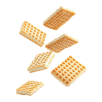 Floating Waffle Biscuits with Cream Filling png