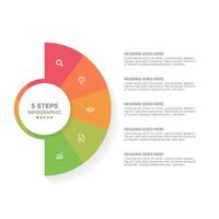 Modern Circular Infographic Design Template with 5 Data Points vector