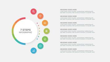 Modern Circular Round Infographic Design Template with 7 Data Points vector