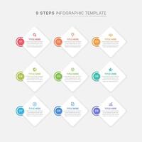 Modern Infographic Design Template with 9 Data Points vector