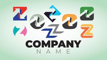 Pack of Z company Logo in multiple colour combinations vector
