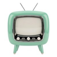 Vintage retro old television with a blank screen on a transparent background png