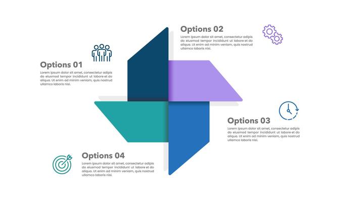Infographic Wind Turbine Cycle 4 Options for Success. Business presentation, Report, Strategy and Development.