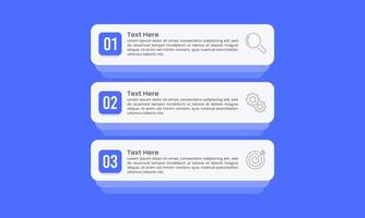 3 options Infographic design labels with numbers on blue background. Business presentation, Banner, Poster, Website and Brochure. vector