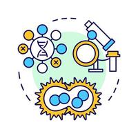 Cell fusion multi color concept icon. Cells combination. Hybridoma technology. Immune cells. Generate antibodies. Round shape line illustration. Abstract idea. Graphic design. Easy to use in article vector