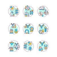 Antibody development multi color concept icons. Biotechnology and immunology. Laboratory research. Precision medicine. Icon pack. Round shape illustrations. Abstract idea vector