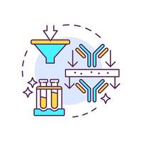 Antibody purification multi color concept icon. Isolating and refining antibodies from mixture. Round shape line illustration. Abstract idea. Graphic design. Easy to use in article vector