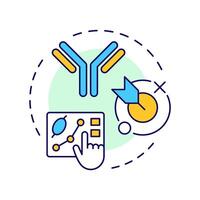 Hybridoma screening multi color concept icon. Antibody production process. Testing cells. Data analysis. Round shape line illustration. Abstract idea. Graphic design. Easy to use in article vector