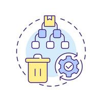 End-of-life product management multi color concept icon. Reverse logistics type. Waste disposal. Round shape line illustration. Abstract idea. Graphic design. Easy to use in article vector