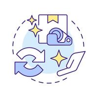 Repackaging multi color concept icon. Reverse logistics type. Changing package for goods. Tape and box. Round shape line illustration. Abstract idea. Graphic design. Easy to use in article vector