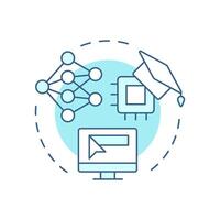 DL recommender systems soft blue concept icon. Deep learning, technology. Data processing. Round shape line illustration. Abstract idea. Graphic design. Easy to use article, blog post vector