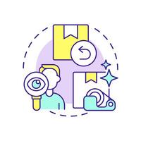 Inspection and sorting multi color concept icon. Reverse logistics stage. Examination of goods. Round shape line illustration. Abstract idea. Graphic design. Easy to use in article vector