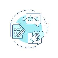 Explicit feedback soft blue concept icon. User preferences, data management. Service rating. Round shape line illustration. Abstract idea. Graphic design. Easy to use article, blog post vector
