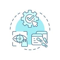 Implicit feedback soft blue concept icon. User behavior, tracking. Data collection, technology. Round shape line illustration. Abstract idea. Graphic design. Easy to use article, blog post vector