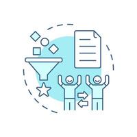 Collaborative filtering soft blue concept icon. User data, organization. Advertising system. Round shape line illustration. Abstract idea. Graphic design. Easy to use article, blog post vector
