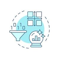 Matrix factorization soft blue concept icon. Filtering technique, statistic metric. System, methodology. Round shape line illustration. Abstract idea. Graphic design. Easy to use article, blog post vector