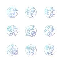 Standard operating procedures blue gradient concept icons. Regulatory compliance, task management. Icon pack. Round shape illustrations for infographic, presentation. Abstract idea vector