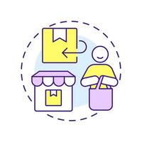 Reselling multi color concept icon. Reverse logistics in commerce. Second-hand sales. Customer service. Round shape line illustration. Abstract idea. Graphic design. Easy to use in brochure vector
