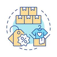 Unsold goods multi color concept icon. Reverse logistics type. Liquidation sale. Inventory management. Round shape line illustration. Abstract idea. Graphic design. Easy to use in article vector
