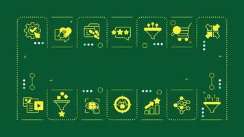 Recommendation system green word concept. Personal preferences, advertising. Data management. Visual communication. Artwith lettering text, editable glyph icons vector