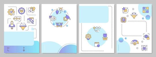Content recommendation system blue gradient brochure template. Leaflet design with linear icons. Editable 4 layouts for presentation, annual reports vector