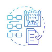 Hotel sops blue gradient concept icon. Hospitality industry, task management. Quality standards. Round shape line illustration. Abstract idea. Graphic design. Easy to use in infographic, presentation vector