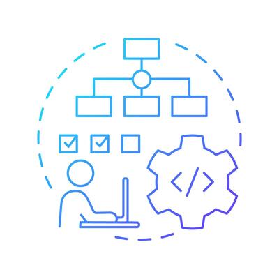 IT sops blue gradient concept icon. Regulatory compliance, information management. Round shape line illustration. Abstract idea. Graphic design. Easy to use in infographic, presentation