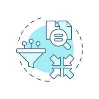 Item-based filtering soft blue concept icon. Data collection, organization. Methodology, algorithms. Round shape line illustration. Abstract idea. Graphic design. Easy to use article, blog post vector