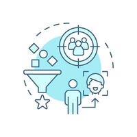 User-based filtering soft blue concept icon. Target audience, personalized content. Data management. Round shape line illustration. Abstract idea. Graphic design. Easy to use article, blog post vector