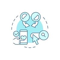 Hybrid recommender systems soft blue concept icon. Personalized content, preferences. User data. Round shape line illustration. Abstract idea. Graphic design. Easy to use article, blog post vector