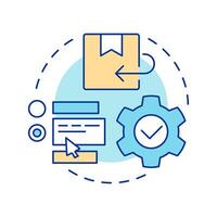 Returns management multi color concept icon. Reverse logistics type. Product return. Business operations. Round shape line illustration. Abstract idea. Graphic design. Easy to use in article vector