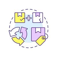 Recycling multi color concept icon. Reverse logistics. Waste management. Circular economy. Damaged goods. Round shape line illustration. Abstract idea. Graphic design. Easy to use in article vector