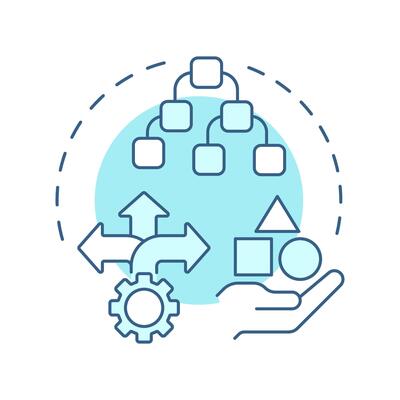 Diversity soft blue concept icon. Data management, filtering. Methodology algorithms, technology. Round shape line illustration. Abstract idea. Graphic design. Easy to use article, blog post
