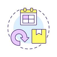 Returns multi color concept icon. Reverse logistics in commerce or retail. Return order. Customer service. Round shape line illustration. Abstract idea. Graphic design. Easy to use in brochure vector