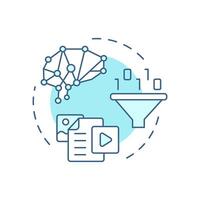Knowledge-based filtering soft blue concept icon. Artificial intelligence, machine learning. Round shape line illustration. Abstract idea. Graphic design. Easy to use article, blog post vector