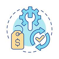 Remanufacturing and refurbishment multi color concept icon. Reverse logistics type. Product renewal and repair. Round shape line illustration. Abstract idea. Graphic design. Easy to use in article vector