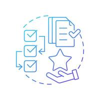 Order release blue gradient concept icon. Document processing, tasks. Compliance, paperwork. Round shape line illustration. Abstract idea. Graphic design. Easy to use in infographic, presentation vector