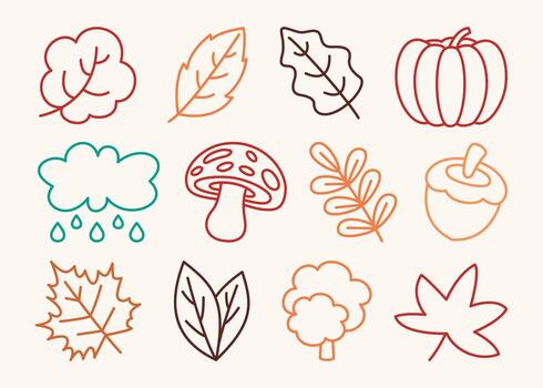 Set Of Autumn Design Elements vector