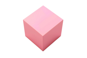 3D rendering of a pink geometric cube isolated on a transparent background. showcasing minimalistic and modern design elements. png